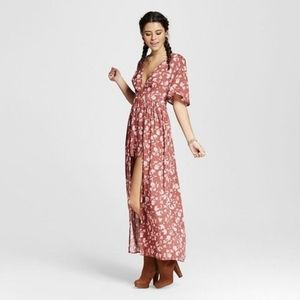 Xhilaration Keyhole Back Maxi Romper with Tie Waist